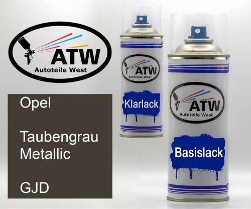 Opel, Taubengrau Metallic, GJD: 400ml Sprühdose + 400ml Klarlack - Set, von ATW Autoteile West.